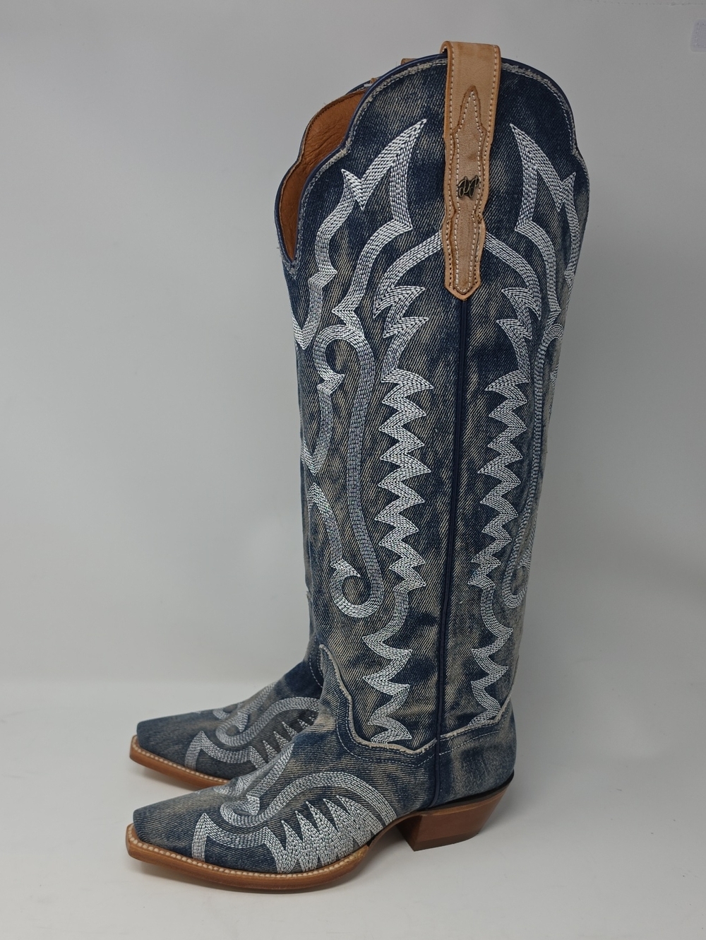 Dan Post Women's Denim Darlin' Tall Western Boots - Snip Toe Size 6.5